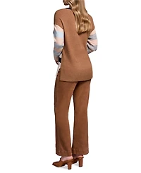 Tribal Women's Soft Knit Combo Striped Boat Neck Sweater
