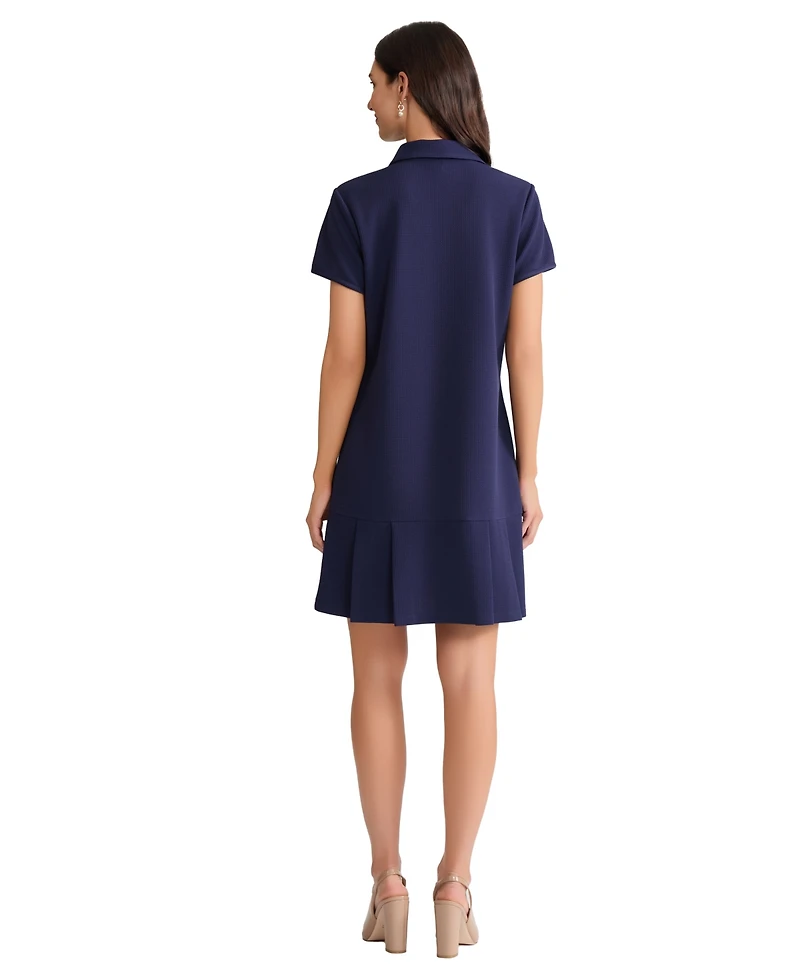 Jones New York Women's Karolina Pleated Collared Short Dress