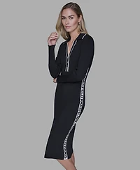 Karl Lagerfeld Paris Women's Logo Tape Sweater Dress