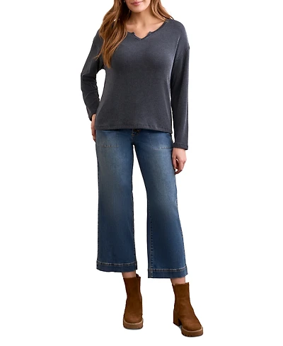 Tribal Women's Long Sleeve Notch Collar Top