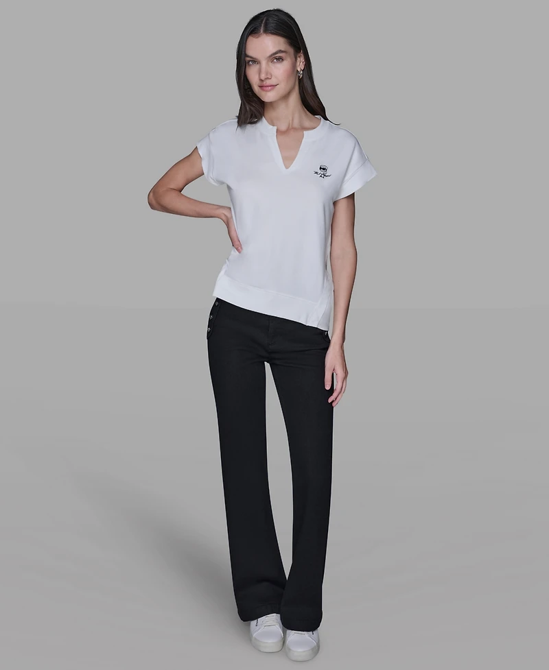 Karl Lagerfeld Paris Women's V-Neck Top