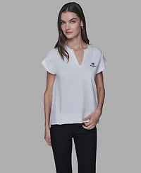 Karl Lagerfeld Paris Women's V-Neck Top
