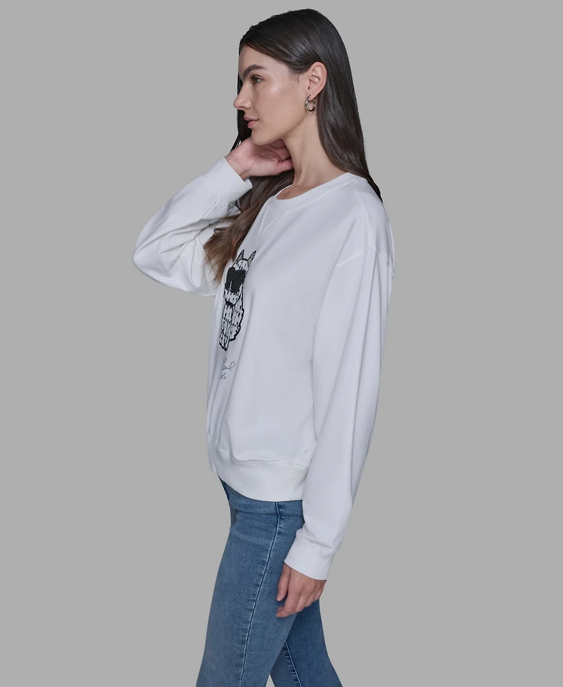 Karl Lagerfeld Paris Women's Emoji Choupette Detail Sweater