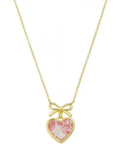 Unwritten Light Pink Rose Cubic Zirconia Heart Shaker With Bow Necklace With Extender