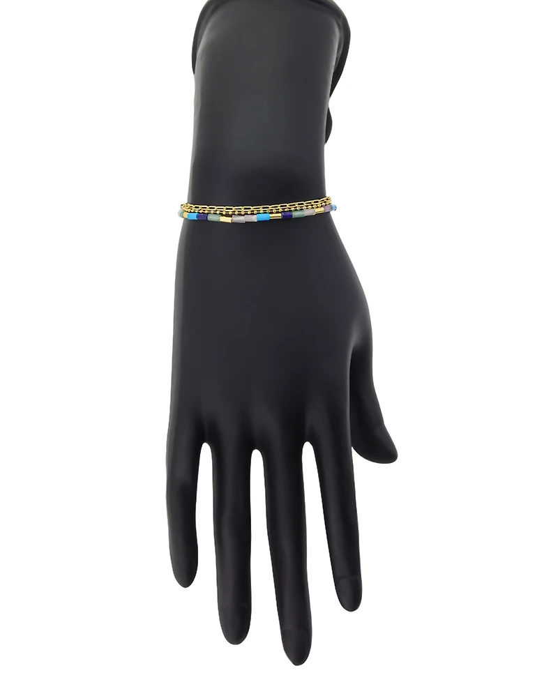 Unwritten Multi Color Stone Link and Beaded Bolo Bracelet