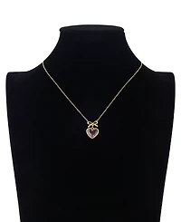 Unwritten Light Pink Rose Cubic Zirconia Heart Shaker With Bow Necklace With Extender