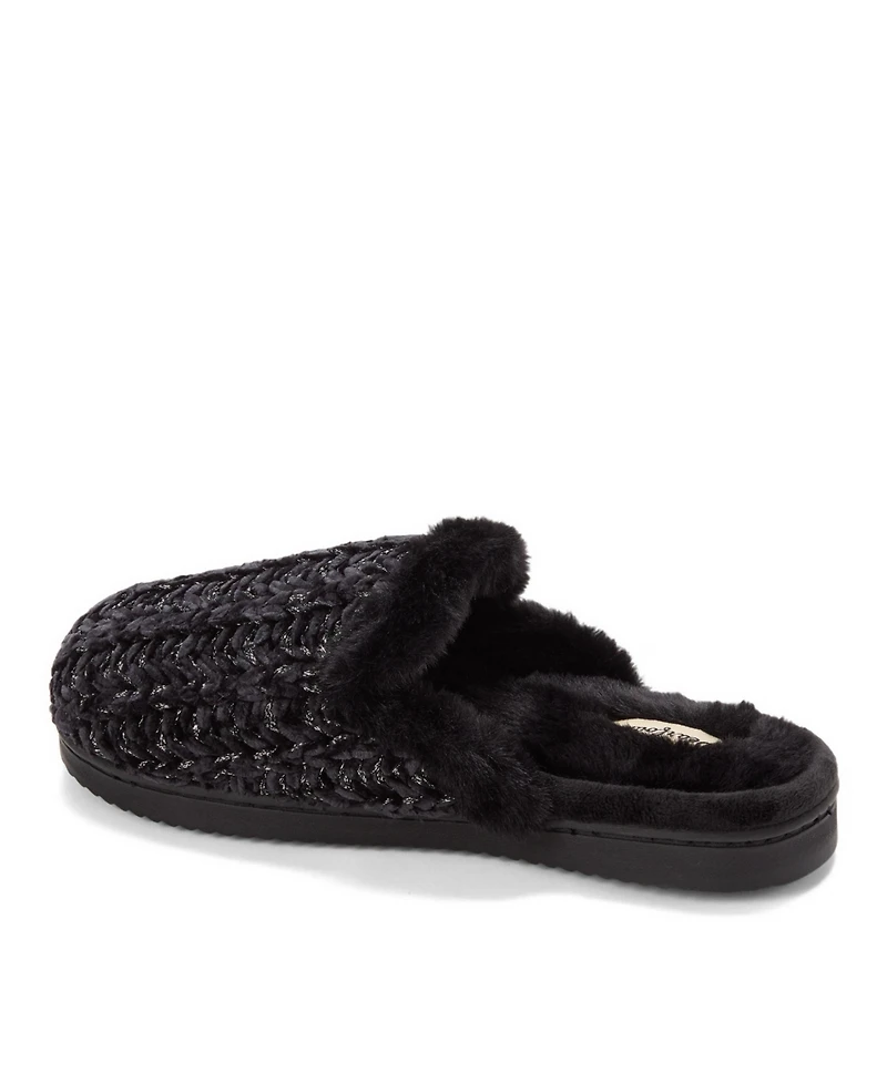 Dearfoams Women's Paris Chenille Shaped Tab Scuff Slipper