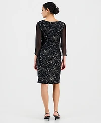 Connected Women's Side-Gathered Cape-Sleeve Dress