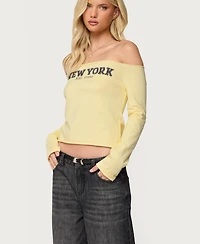 Edikted Women's New York Babe Off Shoulder Top
