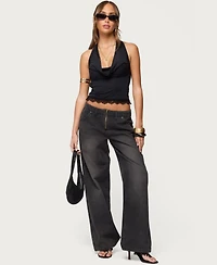 Edikted Women's Aliyah Zip Low Rise Jeans