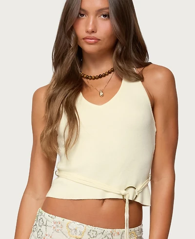 Edikted Women's Kez Belted Knit Halter Top