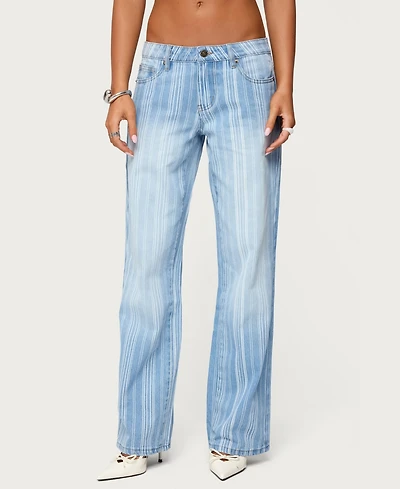 Edikted Women's Tera Striped Low Rise Jeans