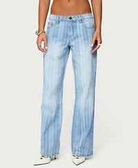 Edikted Women's Tera Striped Low Rise Jeans