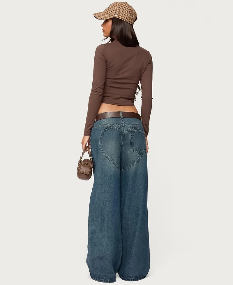 Edikted Women's Heartly Low Rise Straight Leg Jeans