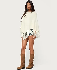 Edikted Women's Kamila Fringe Knit Poncho