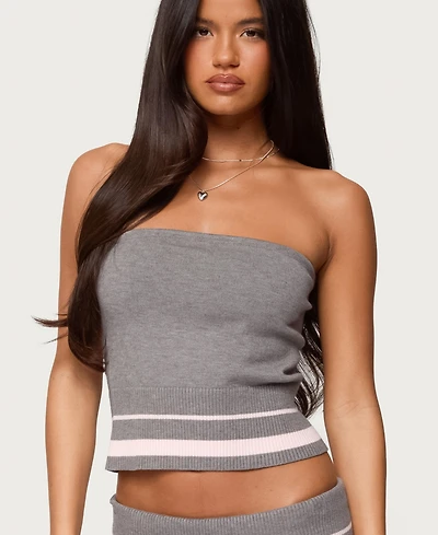 Edikted Women's Kaliya Stripey Strapless Knit Top