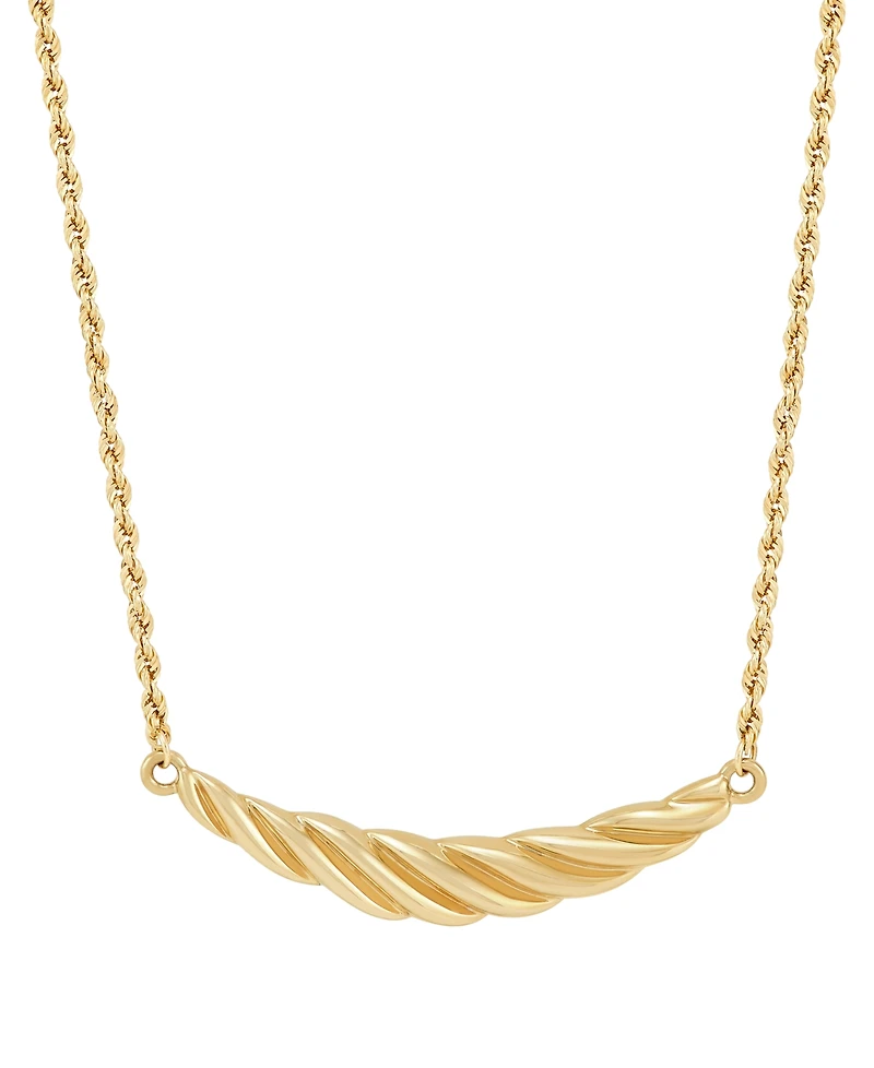 Macy's Polished Shrimp Taper Bar Pendant Necklace in 10K Yellow Gold