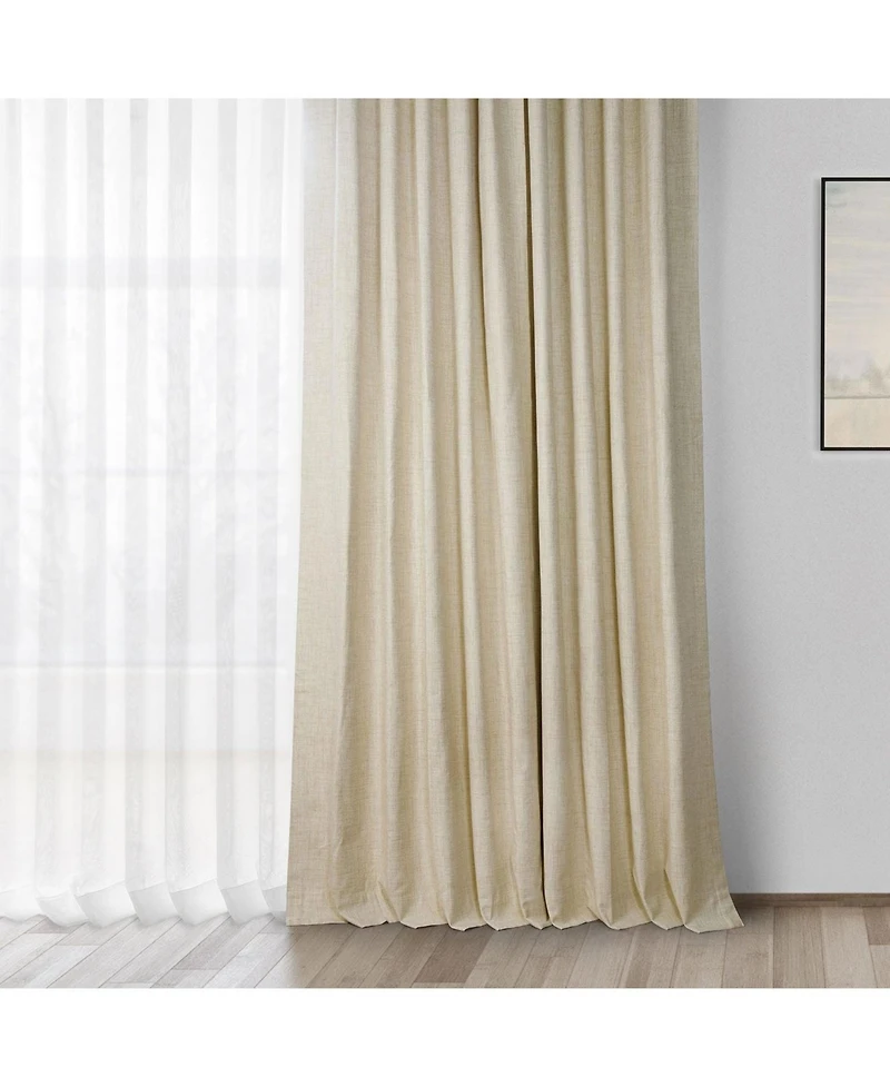 Half Price Drapes Natural Light Beige Grommet Thermal Cross Linen Weave Blackout Curtain