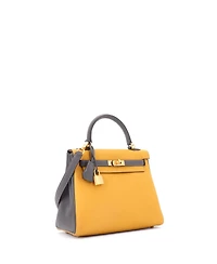 Pre-Owned Hermes Kelly 25 Handbag Bicolor Togo with Brushed Gold Hardware