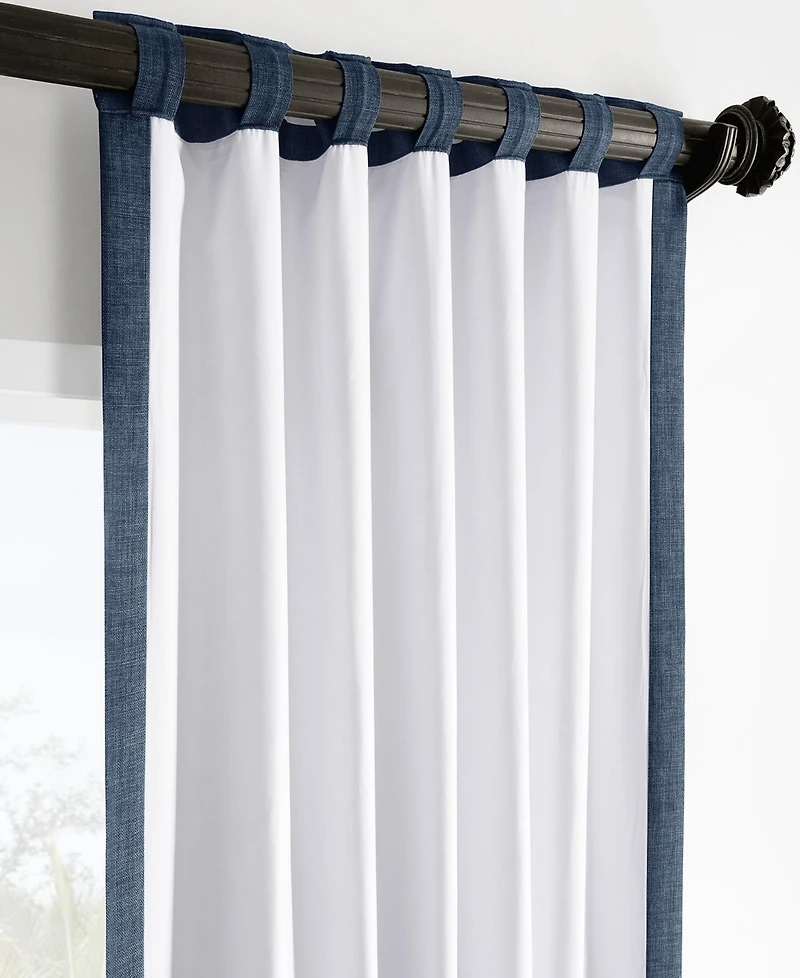 Half Price Drapes Sergeants Blue Italian Faux Linen Room Darkening Curtain