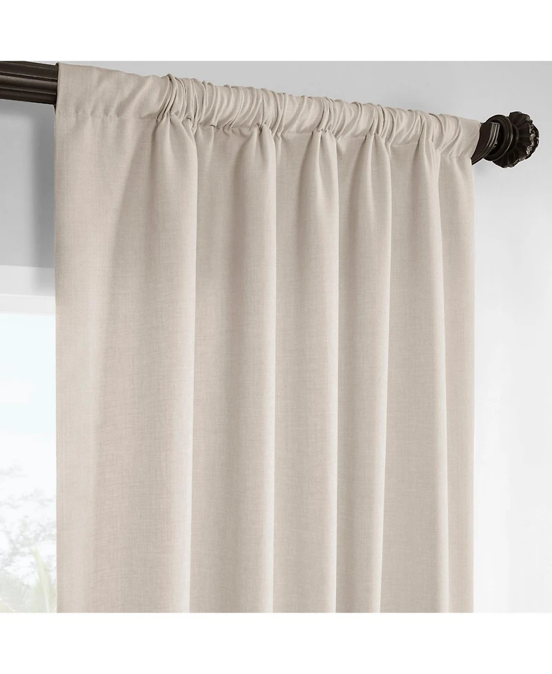 Half Price Drapes Parchment Cream Italian Faux Linen Room Darkening Curtain