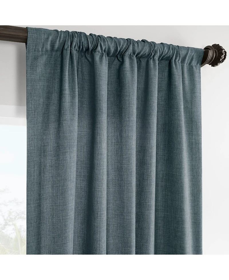 Half Price Drapes Sweden Blue Italian Faux Linen Room Darkening Curtain