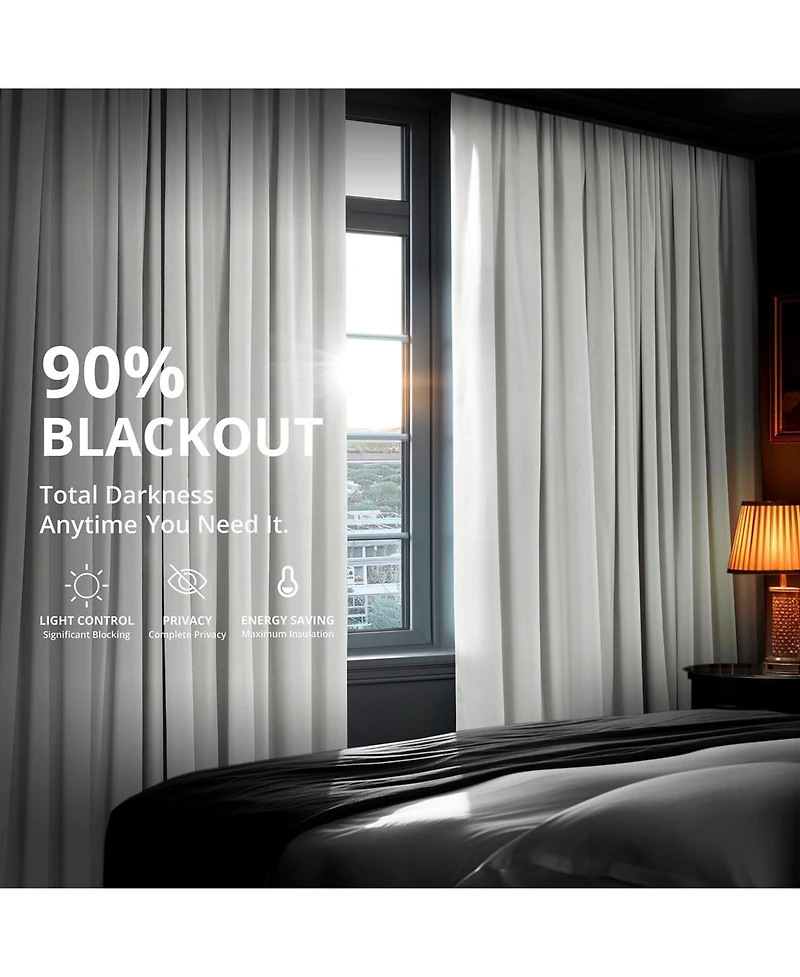Half Price Drapes Primary White Signature Extra Wide Velvet Blackout Curtain
