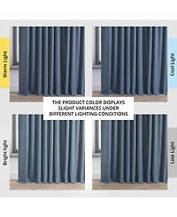 Half Price Drapes Dark Blue Extra Wide Performance Linen Hotel Blackout Curtain