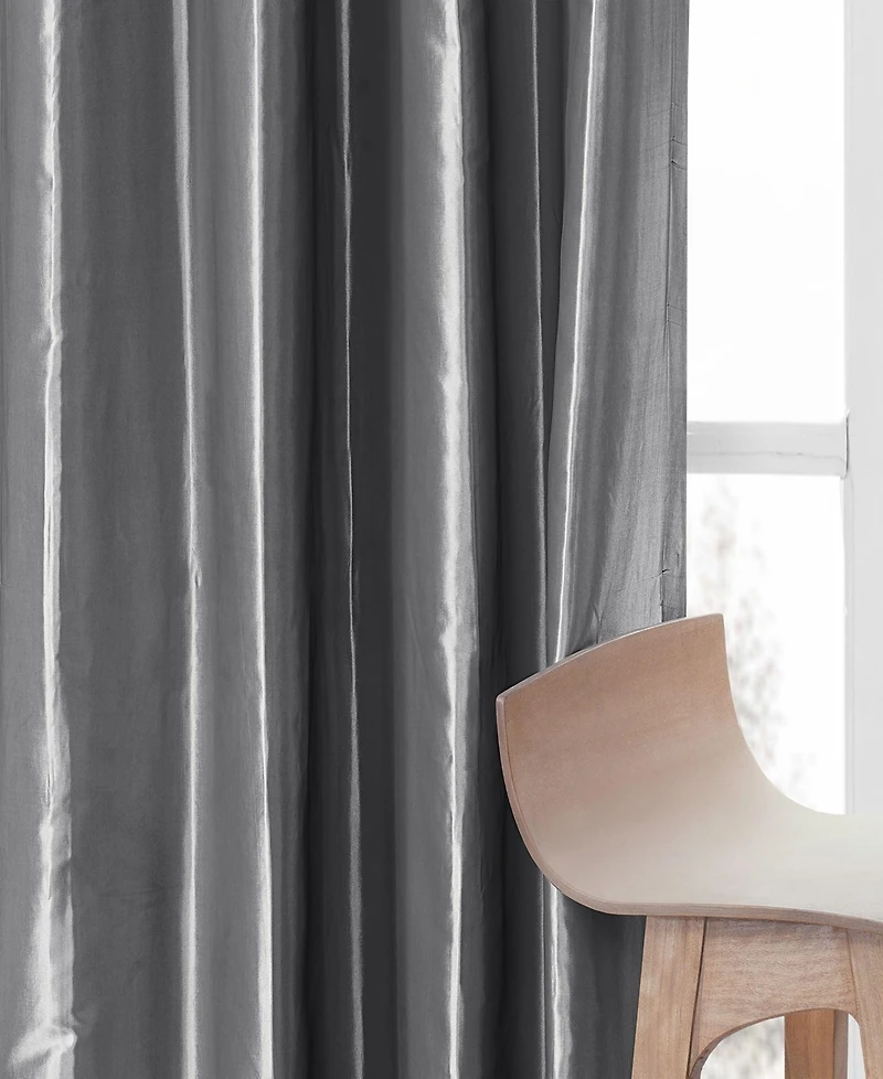 Half Price Drapes Platinum Ruched Solid Faux Silk Taffeta Room Darkening Curtain