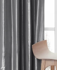 Half Price Drapes Platinum Ruched Solid Faux Silk Taffeta Room Darkening Curtain