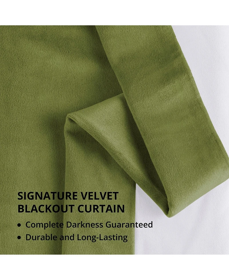 Half Price Drapes Basque Green Grommet Signature Velvet Blackout Curtain