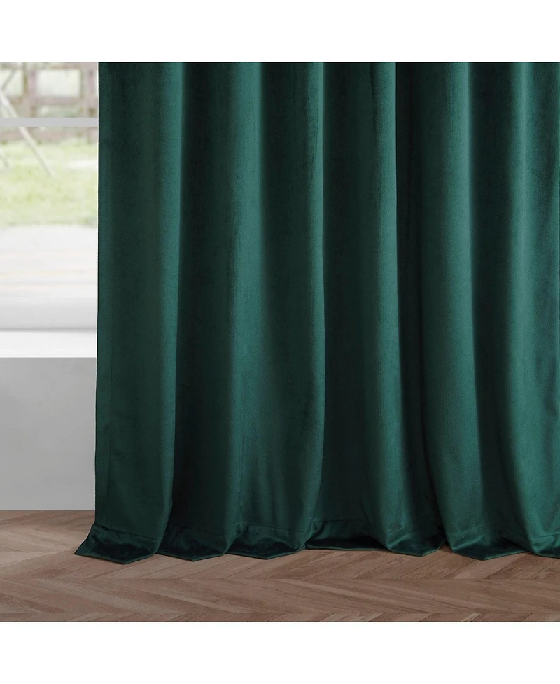 Half Price Drapes Deep Green Simply Velvet Room Darkening Curtain Pair (2 Panels)