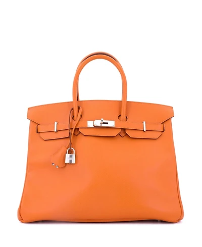 Pre-Owned Hermes Birkin 35 Handbag Orange Epsom with Palladium Hardware