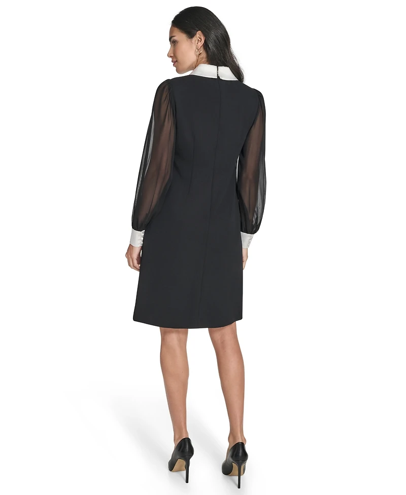 Jessica Howard Petite Bishop Sleeve Shirt Collar Sheath Dress