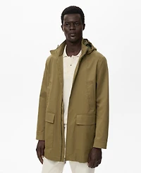 Mango Men's Water-Repellent Hooded Parka