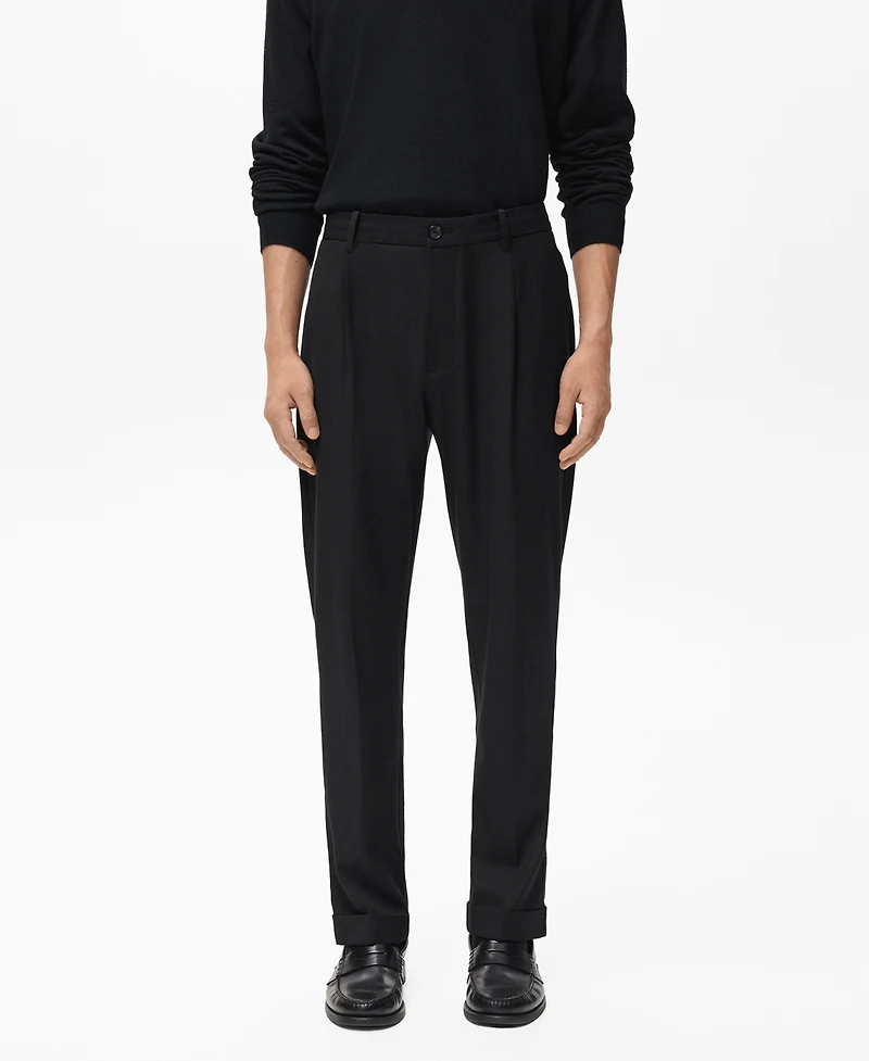 Mango Men's Regular-Fit Pleated Pants