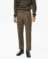 Mango Men's Regular Fit Pleated Cotton Pants