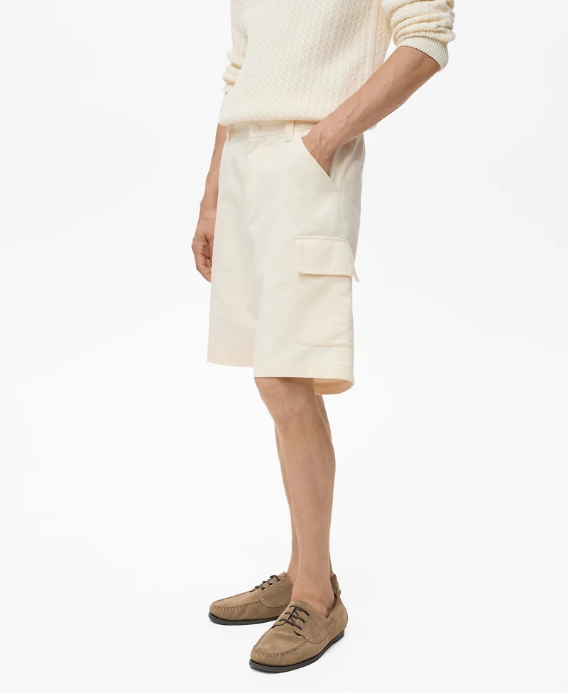 Mango Men's Cotton Lyocell Cargo 10.75" Bermuda Shorts