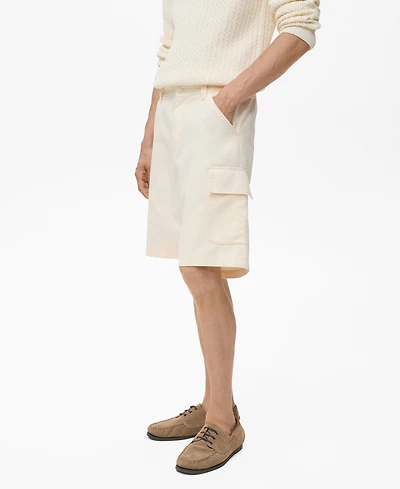 Mango Men's Cotton Lyocell Cargo 10.75" Bermuda Shorts