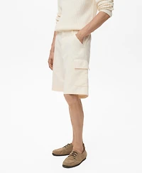 Mango Men's Cotton Lyocell Cargo 10.75" Bermuda Shorts