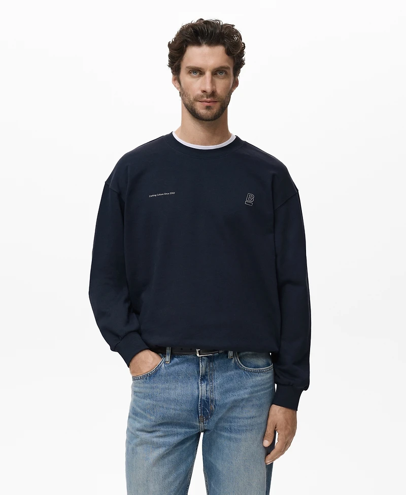 Mango Men's Cotton Text Sweatshirt