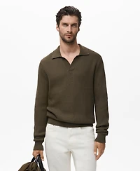 Mango Men's Structured Cotton Polo Sweater