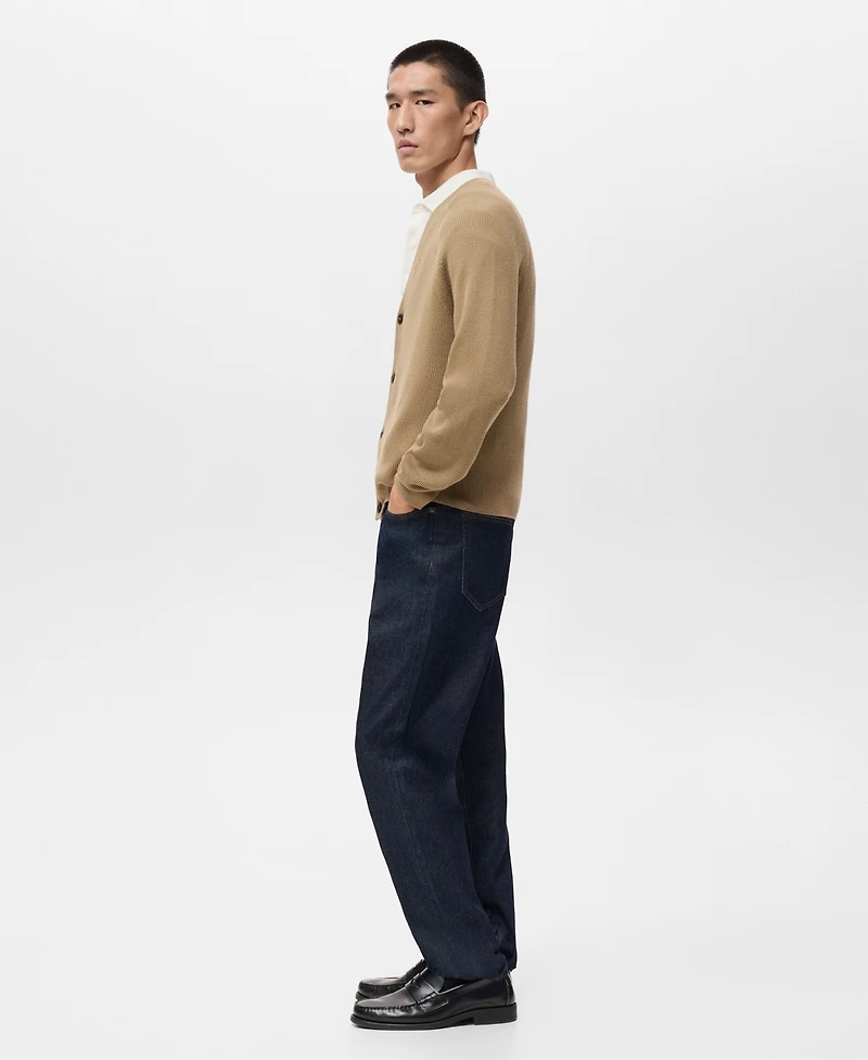 Mango Men's Ribbed Knitted Buttons Cardigan