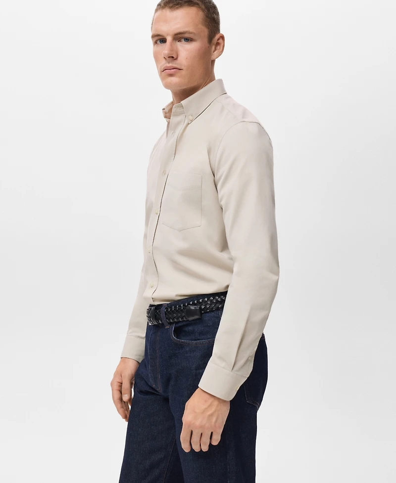 Mango Men's Cotton Regular Fit Pocket Shirt