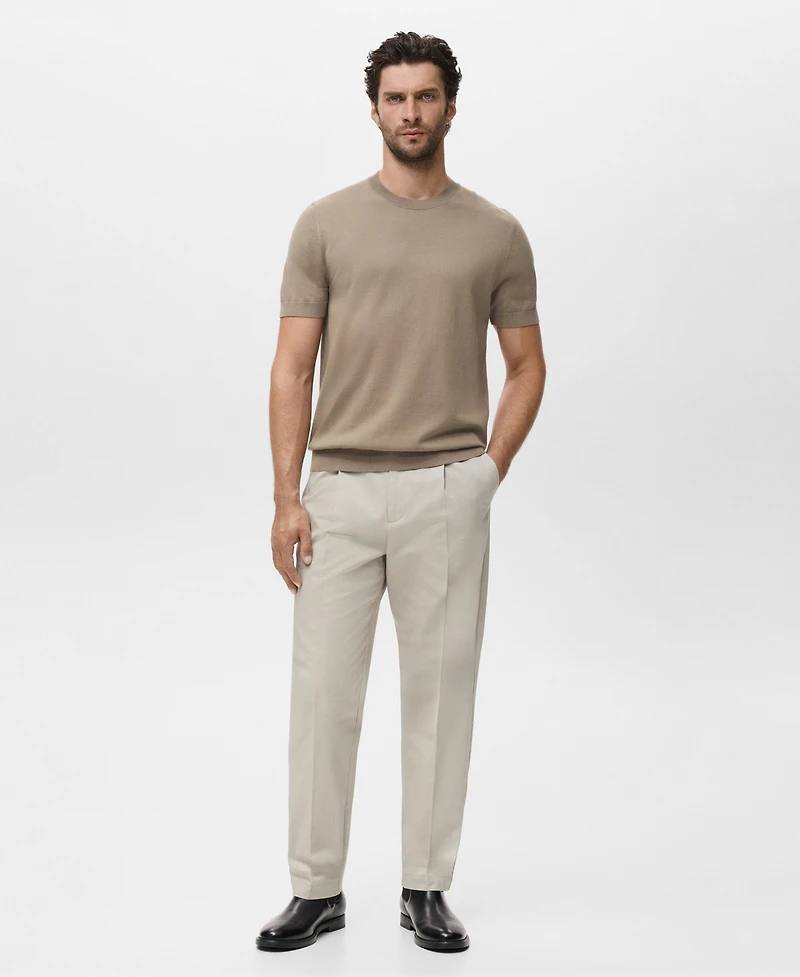 Mango Men's Cotton Fine-Knit T-Shirt