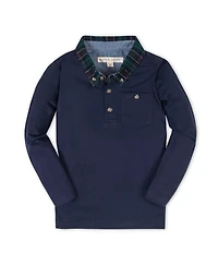 Hope & Henry Boys Organic Long Sleeve Polo Shirt with Woven Collar