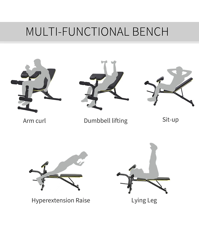 Soozier Adjustable Workout Bench with Leg Extension and Curl, Ergonomic Foam, Dumbbell Bench for Home, Comfortable Padding, Exercise Bench Home Gym Eq