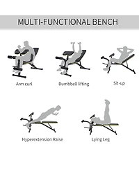 Soozier Adjustable Workout Bench with Leg Extension and Curl, Ergonomic Foam, Dumbbell Bench for Home, Comfortable Padding, Exercise Bench Home Gym Eq