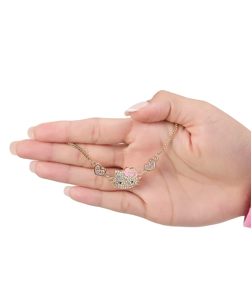 Hello Kitty Adjustable Bracelet with Pave Pink Bow & Crystals