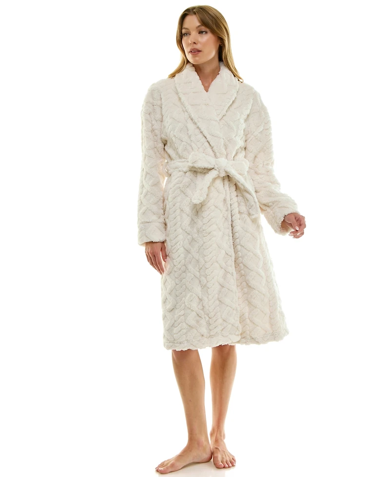 Roudelain Women's Textured Shawl Collar Robe
